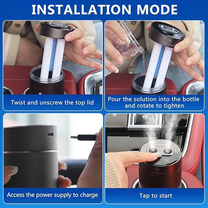 Smart Car Air Freshener,Car Air Freshener Diffuser with Humidifier, Auto On/Off,3 Mode Adjustable (Purple, L)