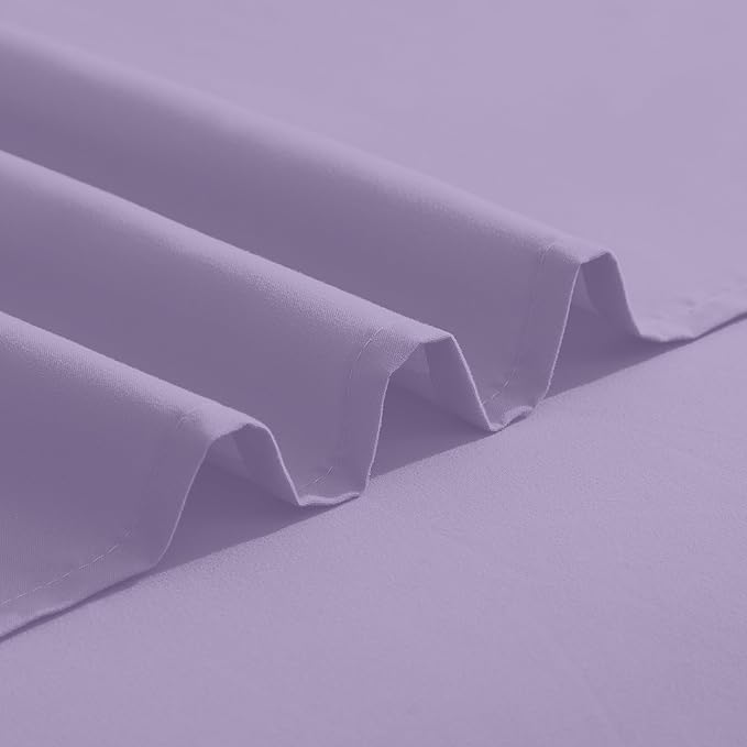 Elegant Comfort Luxurious 1500 Premium Hotel Quality Microfiber Three Line Embroidered Softest 4-Piece Bed Sheet Set, Wrinkle and Fade Resistant, Full, Lavender