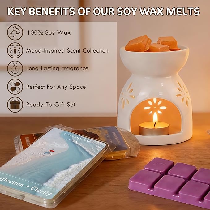 SCENTORINI Wax Melts, 8 Pack Soy Wax Cubes for Relax Healing, Natural Candle Wax for Warmer, Long-Lasting Highly Scented Wax Melts Tarts Gift Set for Home Fragrance
