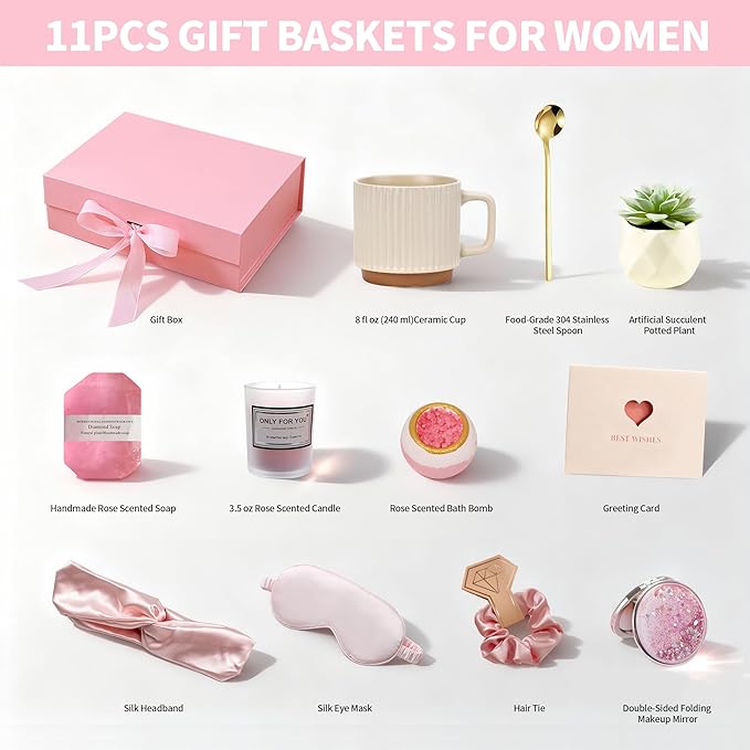 Spa Care Basket for Women, A Self Care Package Ideal for Birthdays, Christmas, Get Well Soon, and Relaxation. Perfect for Mom, Wife, Grandma, Sister, Friends, Teacher