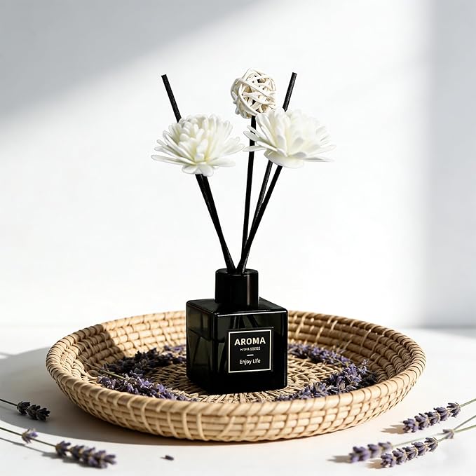 Reed Diffuser Set of 3,Lavender Scented Oil Diffuser with 15 Sticks,(50ml) x 3 Home Fragrance Reed Diffuser for Home Living Room Bedroom Bathroom Air Freshener