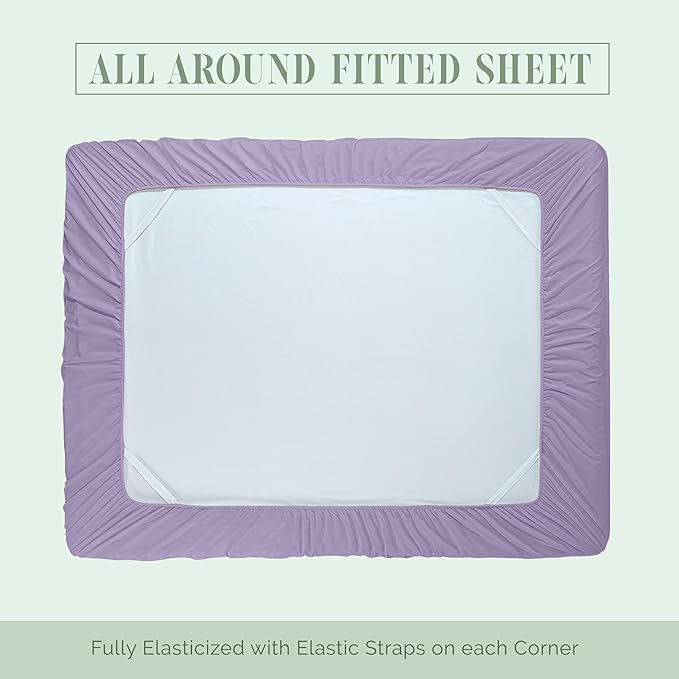 Elegant Comfort Luxury 1500 Premium Hotel Quality Microfiber 4-Piece Sheet Set - Soft, All Around Elastic 18-24 Inches Deep Fitted Sheet - Extra Deep Pocket Sheets, Twin/Twin XL, Lavender