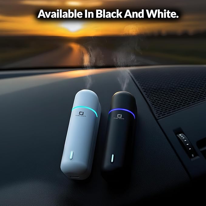 CA-06 Black Diffuser - Aromatherapy Diffuser - Compact Essential Oil Fragrance Diffuser - 2 Modes - Auto Power On/Off - Adjustable Timed Fragrance Release - for Home, Office, Car, Gift