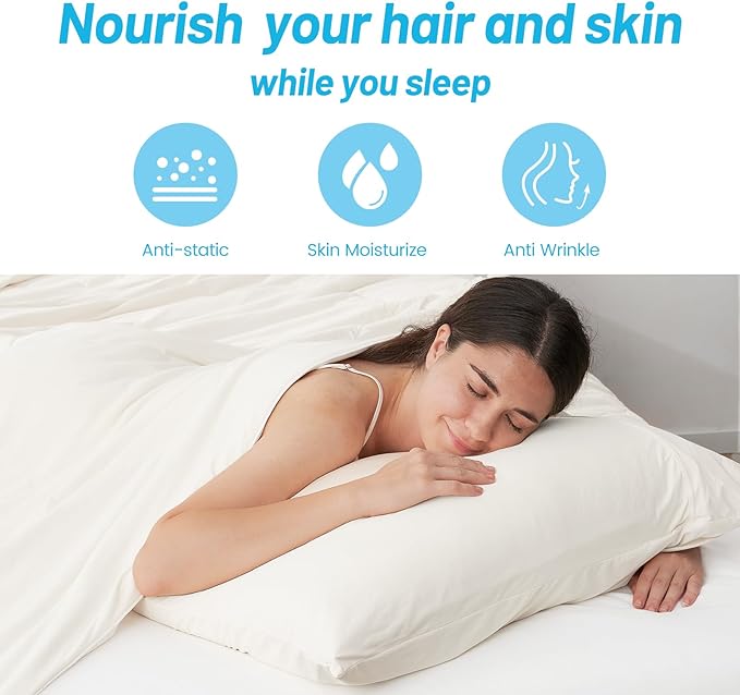 Cozy Bliss Cooling Pillow Cases for Hot Sleepers, Q-Max>0.45, King Size Set of 2, Soft & Silky Pillow Covers with Envelope Closure,Gift, Off White, 20x36 Inches