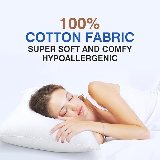 Goose Feather Pillow Queen Size Set of 2 - Soft and Firm Two Sides Optional, Down Hotel Bed Pillows for Sleeping, Fluffy Support Surround Fill Polyester for Back, Stomach, Side Sleepers