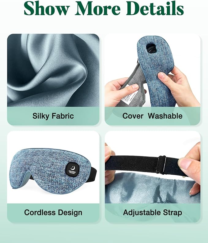YoanYouth Heated Eye Mask for Dry Eyes, FSA Eligible HSA, Cordless Warm Compress for Eyes, Light Blocking Eye Heating Pad, Styes, Sleep, Cover Washable, Rechargeable, Deep Blue