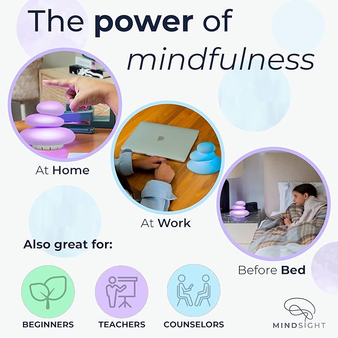 Mindsight 'Breathing Buddha' Guided Visual Meditation | 3 Modes to Slow Your Breathing & Calm Your Mind | Stress & Anxiety Relief | Wellness Gift | Adults, Kids, Classrooms | USB Rechargeable