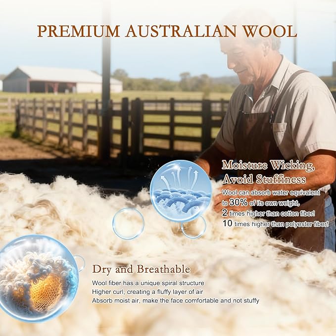 YOUR MOON Natural Soft Wool Pillow Queen Size, Support Soft Bed Pillows for Sleeping, Premium Australian Wool Filling with 100% Cotton Cover, Down Alternative Pillows (Gray)