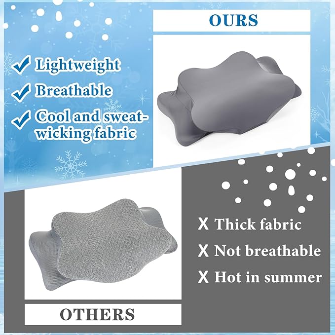 Hahafelt Cooling Cervical Pillowcase Cover with Envelope Closure (Only Pillow Case) Ergonomic Neck Pillowcase Smooth Soft Cool Pillow Cover for Side Back Stomach Sleepers(Dark Gray,Queen Size)