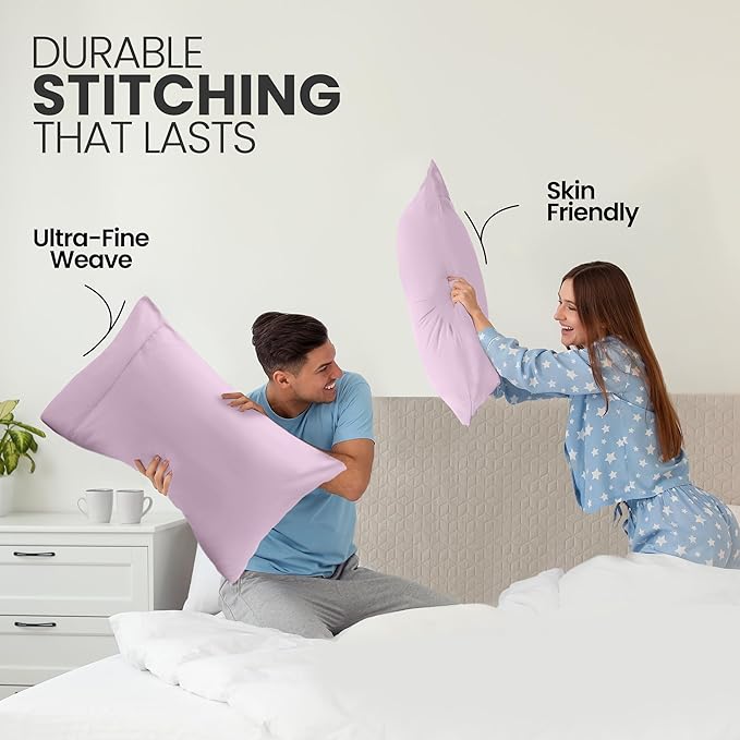 Utopia Bedding King Pillow Cases - 2 Pack - Envelope Closure - Soft Brushed Microfiber Fabric - Shrinkage and Fade Resistant Pillow Covers King Size 20 X 40 Inches (King, Lavender)
