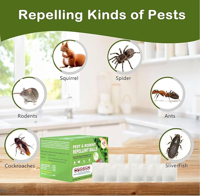 Mouse Rodent Repellent, 24 Pack Peppermint Oil Mice Repellent for Mice & Rats, Natural Deterrent for Home, Garage, Kitchen, Safe for Pets & Family, Indoor & Outdoor Use