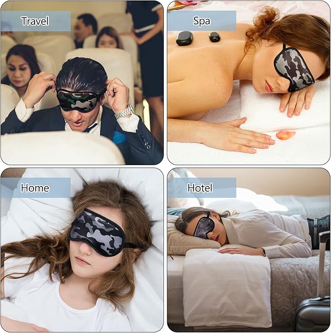 JenPen 6 Pieces Boys Sleep Mask Soft Sleeping Satin Eye Mask Comfortable Satin Material with Elastic Straps for Blocking Light for Men Women, 6 Styles
