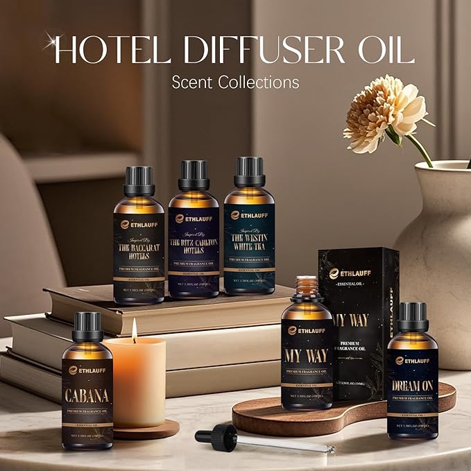 Hotel Diffuser Oil - Dream On Scent - Luxury Aromatherapy Scent Diffuser Oil - Hints of Bright White Tea, Sweet Bluebell & Earthy Cedar - Hotel Fragrance Oil for Home, 100mL