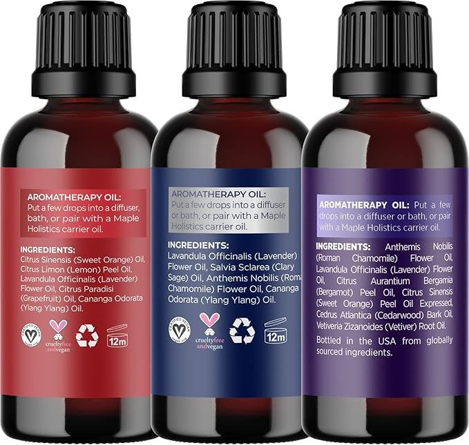 Maple Holistics Essential Oils Set - Relaxing Nighttime and Morning Essential Oil Blends for Diffuser with Mint and Citrus Essential Oils for Diffusers Aromatherapy and Travel