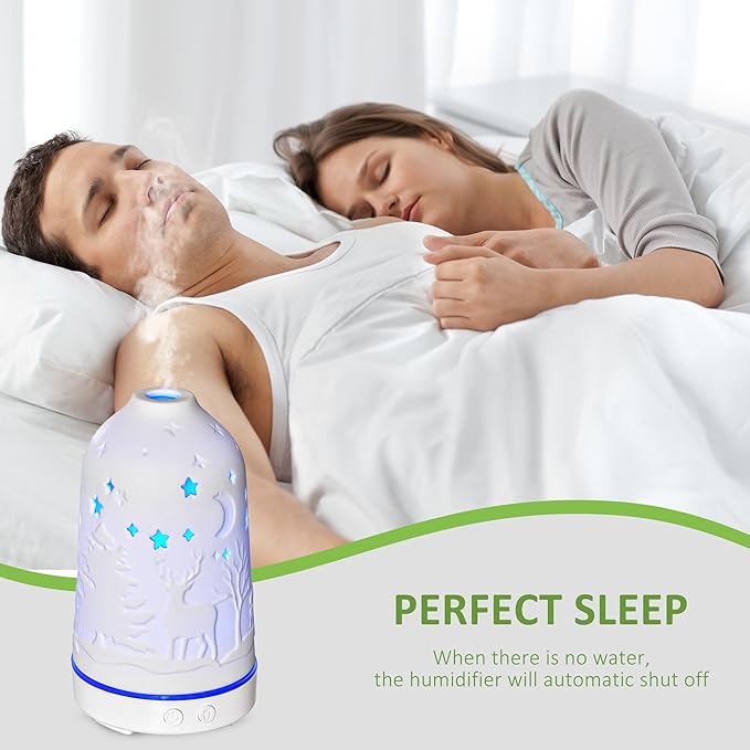 100ml All-in-One Aroma Diffuser Humidifier – 7-Color LED, Dual Mist Mode, 60/120min Timer, Waterless Auto-Off, 25ml/h, <50dB, White