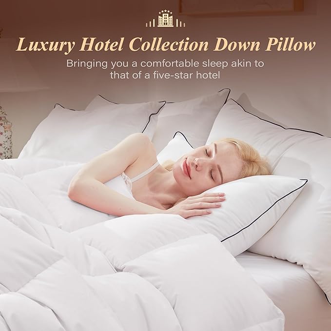 Cosybay Goose Feather Down Fiber Pillows King Size Set of 2, Luxury Bed Pillow for Sleeping, Ultra Soft Cover Hotel Collection Bed Pillows for Back,Stomach or Side Sleepers 20x36