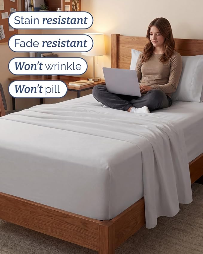 Extra Deep Twin XL Sheet Set - 3 Piece Breathable & Cooling Bed Sheets - Easily Fits 18 to 24 inch Mattress - Ultra Soft, Wrinkle & Fade Free w/ Extra Deep Pockets - Hotel Luxury Bedding - French Grey