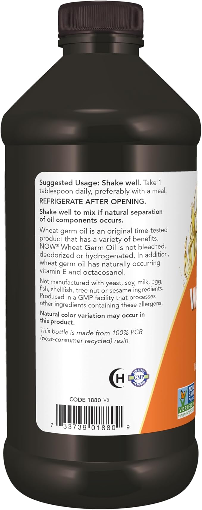 NOW Foods Supplements, Wheat Germ Oil with Essential Fatty Acids (EFAs), Nutritional Oil, 16-Ounce