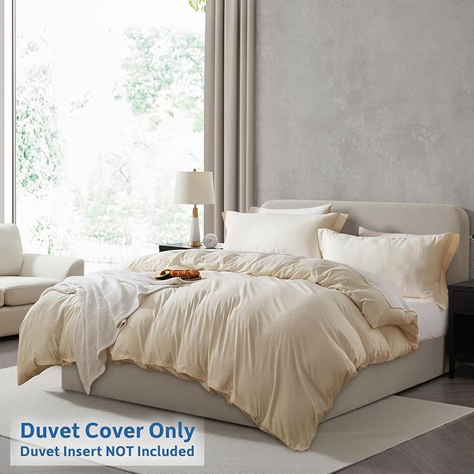 Nestl Beige Cream Duvet Cover King Size - Soft Double Brushed King Duvet Cover Set, 3 Piece, with Zipper Closure, 1 Duvet Cover 104x90 inches and 2 Pillow Shams