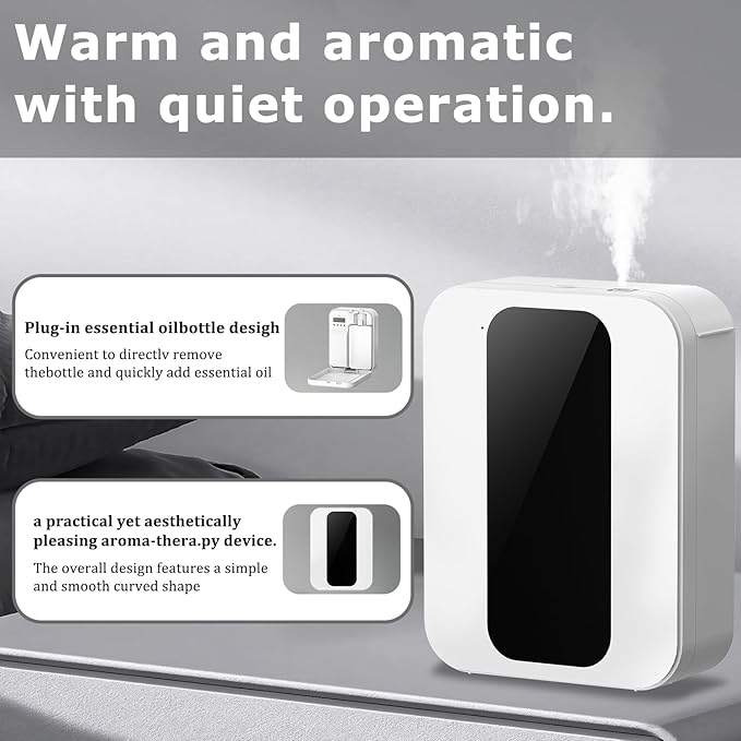 Hotel Scent Diffuser Kit, Includes 2 Premium Oils, House Scent Machine, 500ml Large Capacity Aromatherapy Machine, Cover 3500 Sq.Ft, Waterless Essential Oil Diffusers for Home Large Room, Office-White