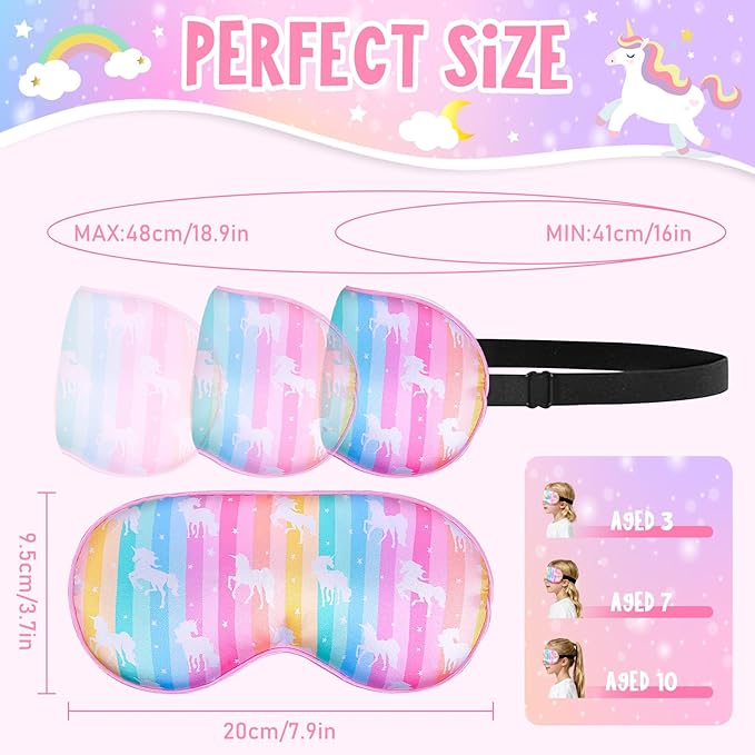 OlyPegic 2 Pcs Kids Sleep Mask Girls Silk Eye Mask Sleeping with Adjustable Strap Soft Lightweight Kids Eye Cover Mask Blindfold Shade Light Blocking Travel and Home Use Girls Teens Mermaid