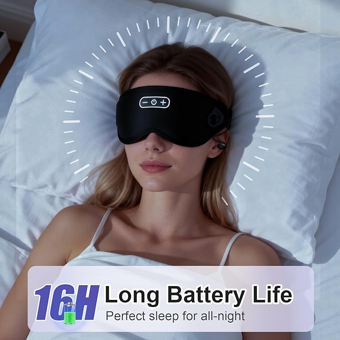 Sleep Headphones Wireless Bluetooth 5.4, 100% Blackout Sleep Mask with Bluetooth Headphones with HiFi Stereo in-Ear Earbuds, 3D Weighted Eye Mask for Sleeping Travel Meditation Men Women