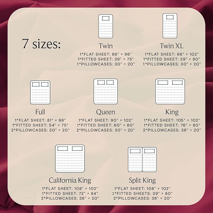 LuxClub 4 PC California King Sheet Set, Breathable Luxury Bed Sheets, Deep Pockets 18" Wrinkle Free Cooling Sheets Machine Washable Hotel Bedding Silky Soft - Burgundy Cal King
