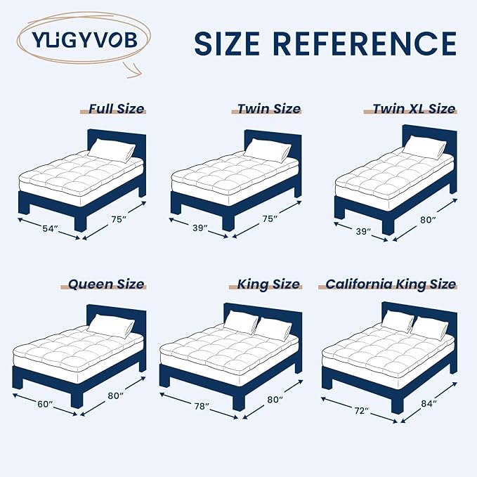 YUGYVOB King Mattress Pad Extra Thick, Cooling, and Breathable Mattress Topper 8-21" Deep Pocket Soft Down Alternative Fill