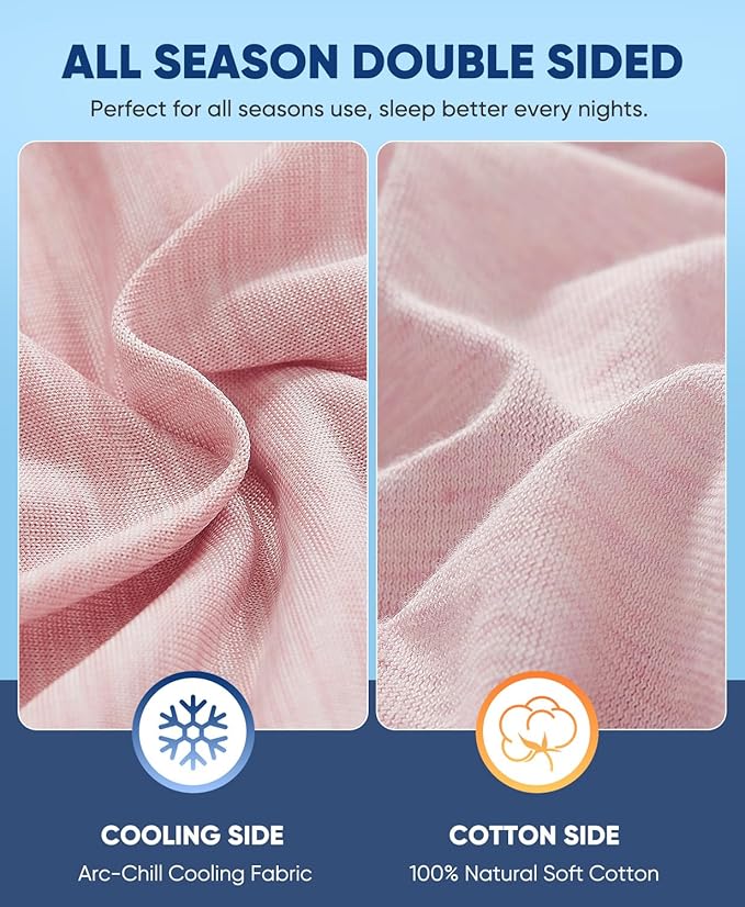 LUXEAR 2 Pack Cooling Pillow Cases for Hot Sleepers, Arc-Chill Q-Max > 0.5, Hair & Skin Friendly, Double-Sided, Machine Washable, Hidden Zipper, Gift for Women & Men, 20x26, Pink