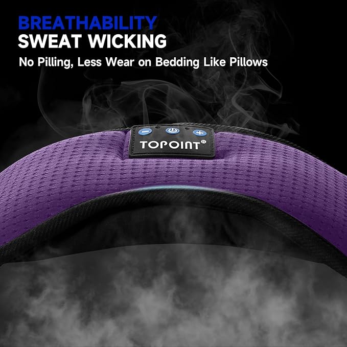 TOPOINT Sleep Mask with Bluetooth Headphones, Breathable Silk Eye Mask for Sleeping Men Women, Bluetooth Sleep Mask Blackout with Speakers, Microphone Handsfree, USB C for Travel Meditation Gifts