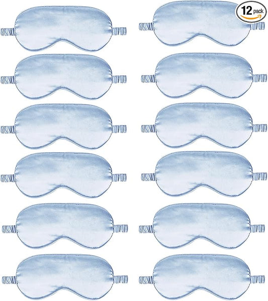 12PACK Silky Sleep Masks Satin Eye Mask Silk Eyes Cover for Sleeping Blackout Eyeshades Soft Blindfold Travel Nap Gifts