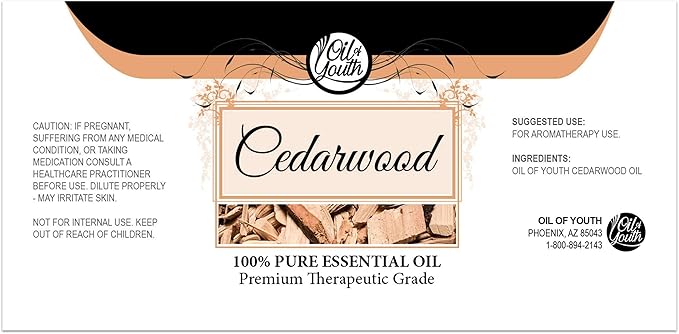 Oil of Youth Cedarwood Essential Oil Pure for Aromatherapy and Diffuser (16oz Bulk)