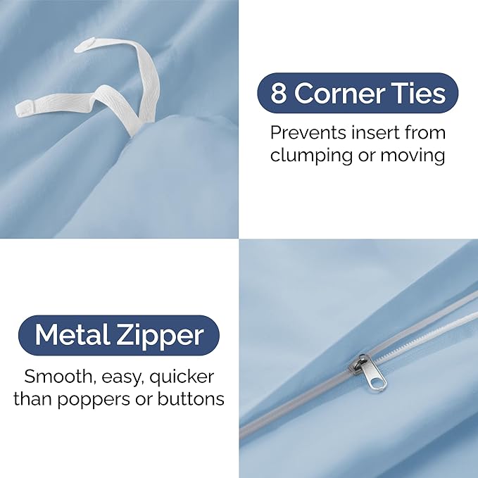 Duvet Cover Cal King Size Set - Extra Soft Cal King Duvet Cover 104" x 98" with 2 Pillow Shams - Hotel Luxury, Easy Care & Fade Free with Zipper Closures & Ties - Comfy, Cozy & Breathable (Sky Blue)