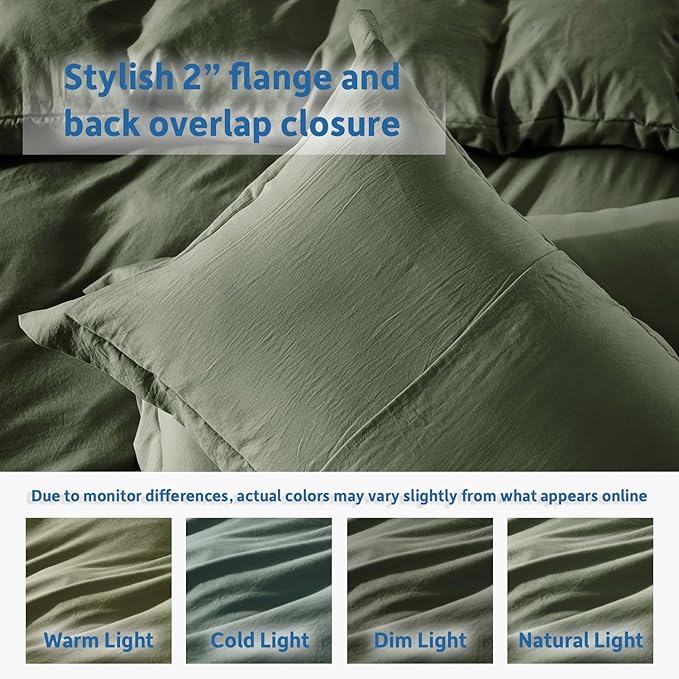 Nestl Olive Green Duvet Cover King Size - Soft Double Brushed King Duvet Cover Set, 3 Piece, with Zipper Closure, 1 Duvet Cover 104x90 inches and 2 Pillow Shams
