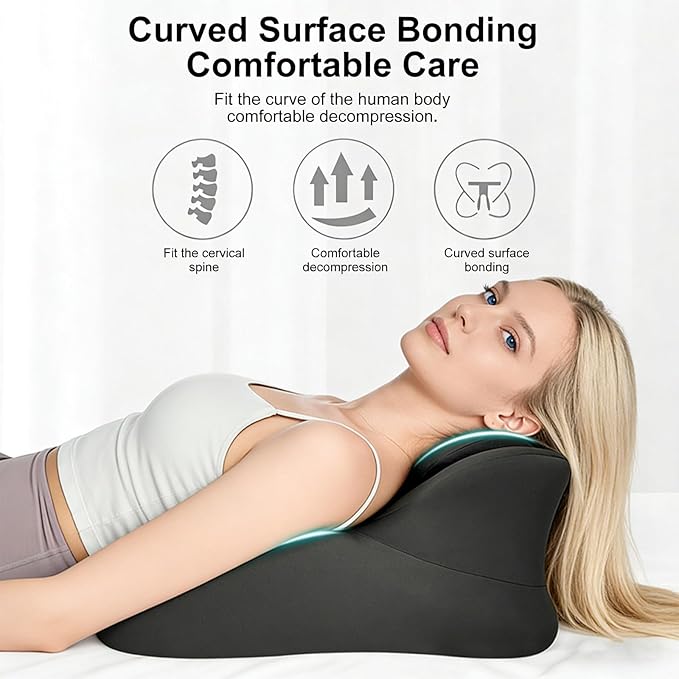 Memory Foam Wedge Pillow, 27° Angled Ergonomic Support for Neck, Waist & Back, Face Down, Multi-Position Prone Pillows for Sleeping, Nap, Bed Rest Reading, Massage, Posture & Pain Relief, Watching TV