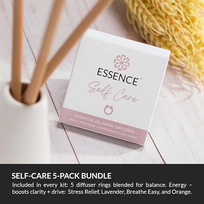 Essence Travel Amenity Kit | Travel Essentials & Travel Size Toiletries Kit | 5-Pack Nasal Diffuser Rings, Sleep Mask, Lotion & Hygiene Kit | Travel Toiletry Kit for Women | Red Case