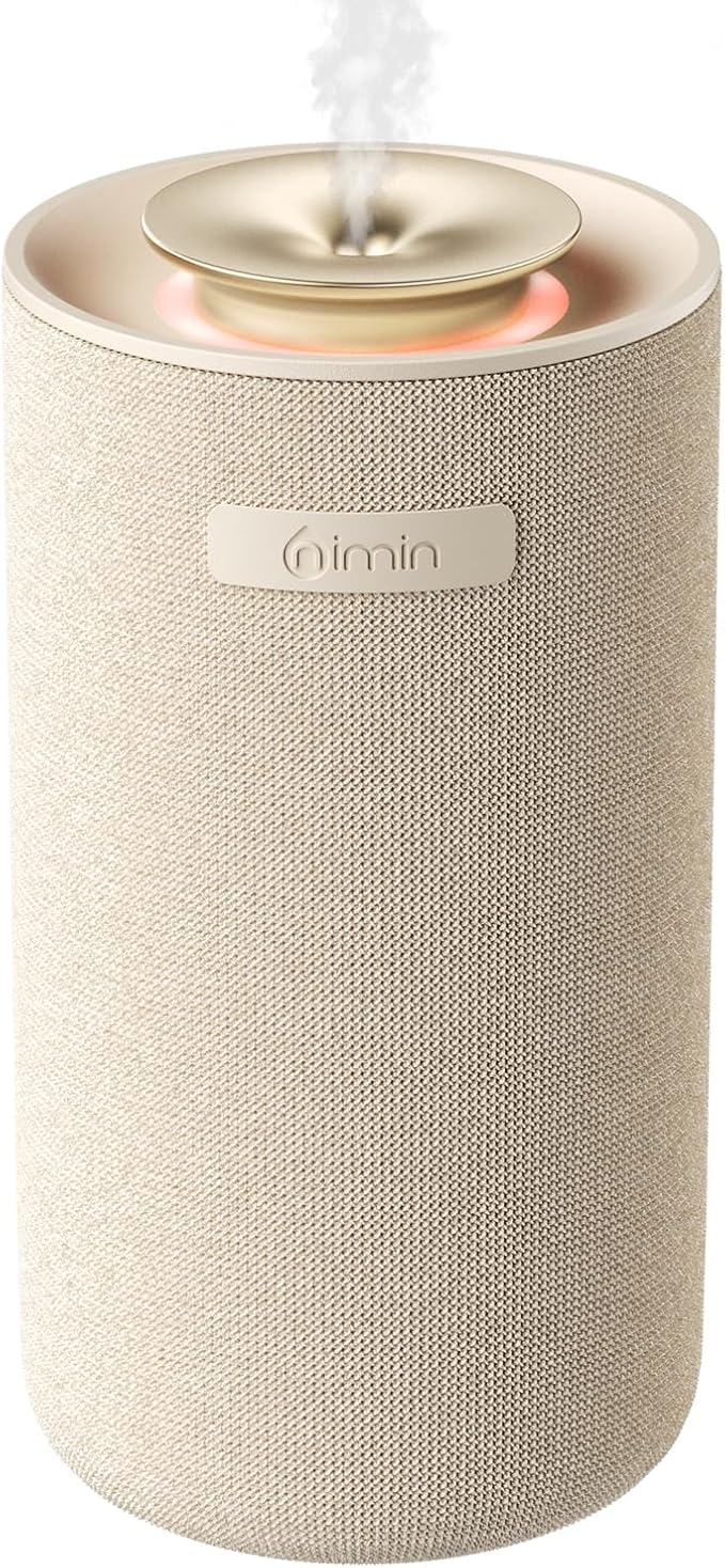 Car Diffusers for Essential Oils with Smart Auto Start-Stop, 2-in-1 Waterless Essential Oil Diffuser with Adjustable Mist Intensity, Cordless Portable Oil Diffuser for Home & Car Cupholder, White
