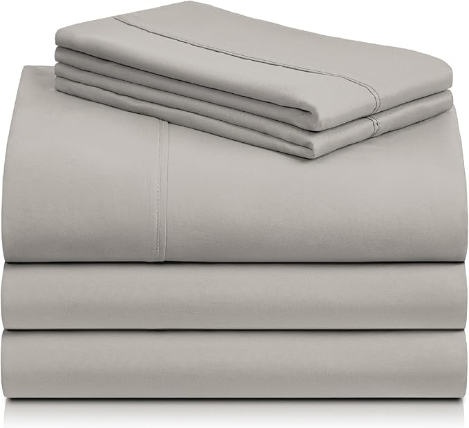 LuxClub 5 PC Split King Sheet Set, Breathable Luxury Bed Sheets, Deep Pockets 18" Eco Friendly Wrinkle Free Cooling Sheets Machine Washable Hotel Bedding Silky Soft - Light Taupe Split King