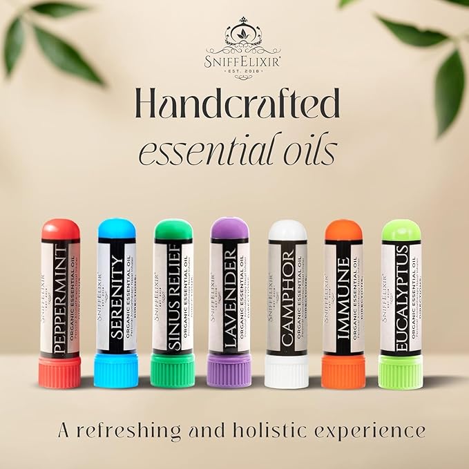 Camphor Essential Oil Aromatherapy Nasal Stick Vapor Inhaler for Mucus Relief - Chest Congestion & Cough Relief for Adults, USA Made with Organic Essential Oils