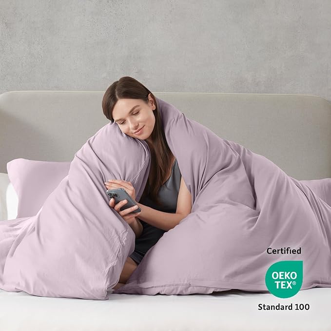 Nestl Dusty Purple Duvet Cover King Size - Soft Double Brushed King Duvet Cover Set, 3 Piece, with Zipper Closure, 1 Duvet Cover 104x90 inches and 2 Pillow Shams