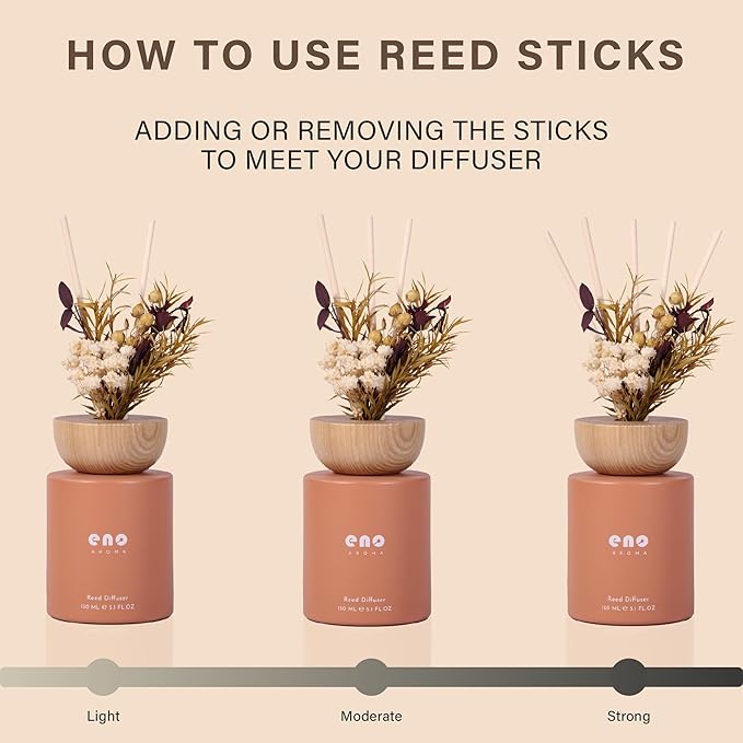 Reed Diffuser Set with Dried Flowers, 5.1oz Essential Oil Home Fragrance, Long Lasting Air Freshener for Bathroom Shelf Decor, Housewarming Gift, Mango Papaya Salad Scent