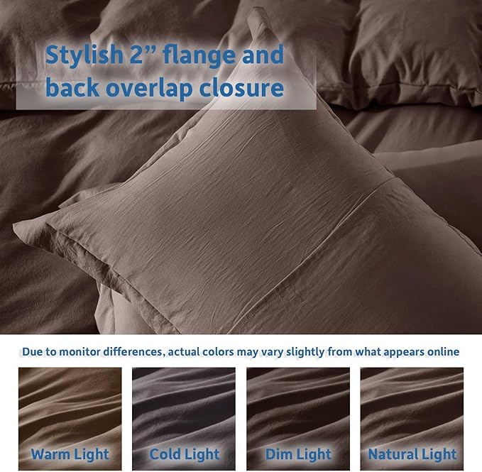 Nestl Chocolate Brown Duvet Cover Full Size - Soft Double Brushed Full Size Duvet Cover Set, 3 Piece, with Zipper Closure, 1 Duvet Cover 80x90 inches and 2 Pillow Shams