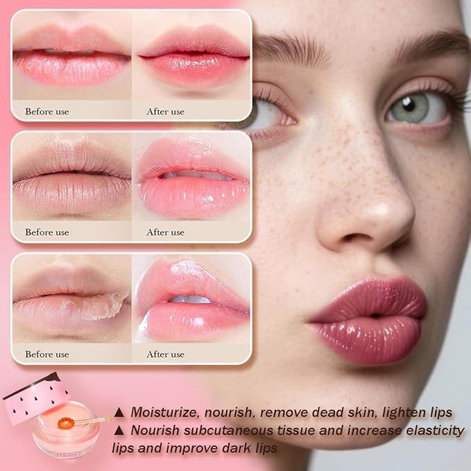 6 PCS Honey Lip Mask, Strawberry & Watermelon & Coconut & Cherry & Apple Lime Lip Sleeping Mask Propolis Moisturizing Lip Balm with Stick, Nourish Repairs And Prevents Chapped Lips (6 Flavors)