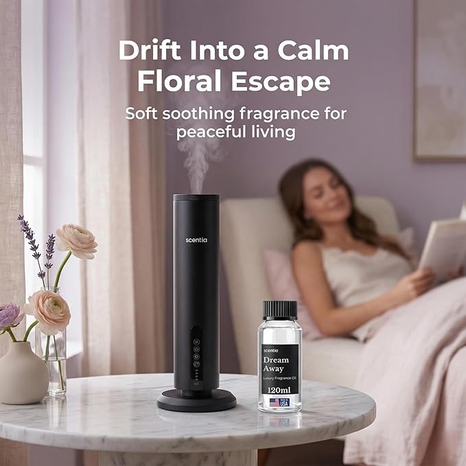 Scentia Dream Away Premium Floral Fragrance Oil for Diffusers – Spring Summer Luxury Home Scent with Jasmine, Lavender & Amber – Cold Air & HVAC Diffuser Oil Refill – 120 ml (4.06 fl oz)