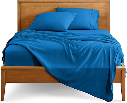 Bare Home King Sheet Set - 1800 Ultra-Soft Microfiber King Bed Sheets - Double Brushed - Deep Pockets - Easy Fit - 4 Piece Set - Bedding Sheets & Pillowcases (King, Medium Blue)