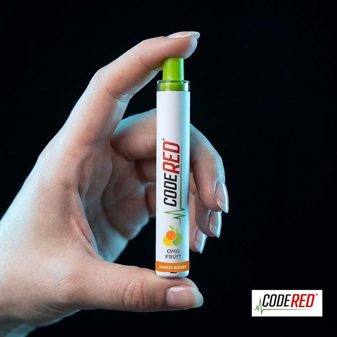 Code Red V-Aid OMG Fruit Herbal Diffuser - Energy Boost Blend Stick with Ginseng, Guarana & Ginkgo Biloba - Plant-Based, Pocket-Sized Reset Ritual - Glow-in-the-Dark Ring - U.S. Lab Tested - 1 Count