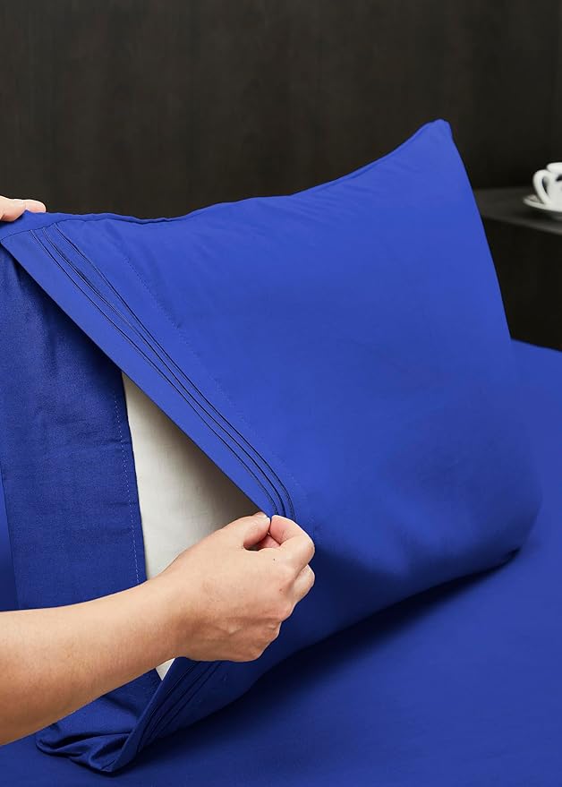 Mocassi Luxury Split King 5-Piece Sheet Set - 1800 Premium Hotel Quality - Easy-Fit, Wrinkle, Fade Resistant Bed Sheets and Pillowcases - All Around Elastic Fitted Sheet, Deep Pocket, Royal Blue
