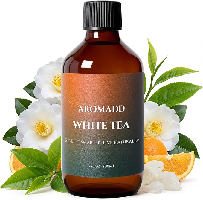 Aromadd Aromadd White Tea Diffuser Oil Inspired by Luxury Hotel Scent, Essential Oils for Waterless Diffuser, White Tea & Bergamot, Long-Lasting & Natural Home Fragrance - 6.76 fl oz (200 mL)