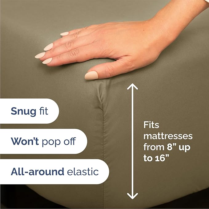 Queen 6 Piece Sheet Set - Comfy, Breathable & Cooling - Hotel Luxury Bedding for Women, Men, Kids, Teens and Children - 1 Flat & 1 Fitted Sheet & 4 Pillowcases w/ Deep Pockets - Wrinkle Free - Khaki