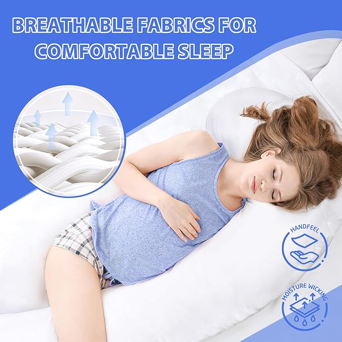 Premium Quality Pillowcase Compatible for Contour Swan Body Pillow, Original, Cool XL and Candy Cane Models, Breathable Zippered Closure Pillowcase - Provides a Comfortable Sleep Experience (White)